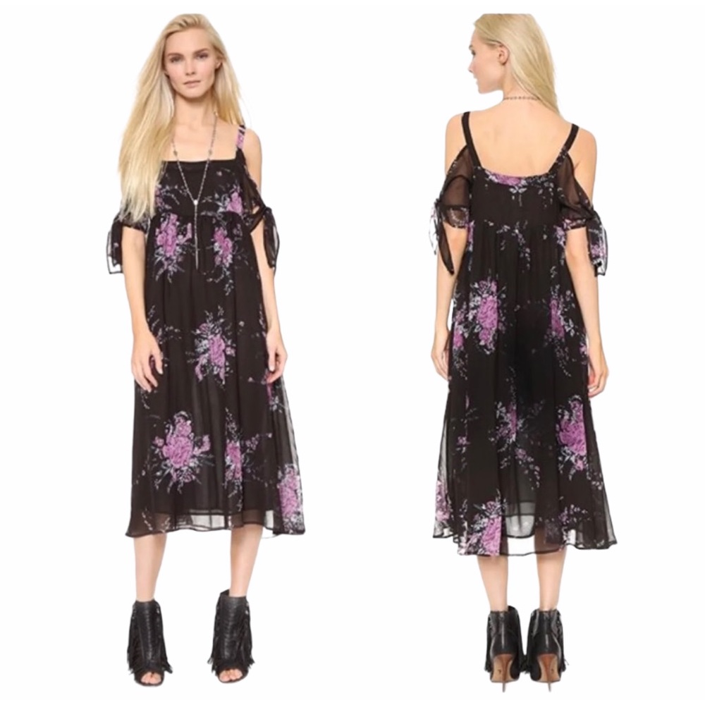 Free People Tied To You Floral Tie Midi Dress